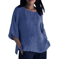 Qazqa Ljetni ženski rukav sruši vrat labav vrhovi T majice Ležerne prilike pamučne posteljine tunika