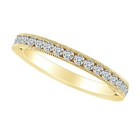 0. Carat Okrugli oblik Bijeli prirodni dijamantni zaručni prsten 18K Čvrsto žuti zlatni prsten veličine-9