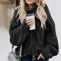 Tdoqot pad džempera za žene - modni turtleneck dugih rukava povremeni ženski džemperi crna veličina