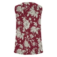 Zpanxa Termperi za vježbanje za žene Ljetna casual bluza bez rukava Crewneck vrhovi cvjetni tiskani