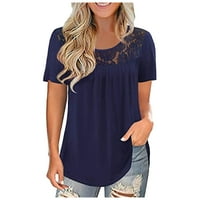 Ženska modna čipka čvrsto spajanje O-izrez majica kratkih rukava, kupujte jednu ili dvije veličine