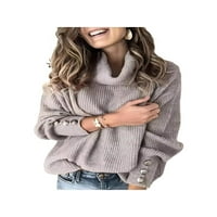 Ženski gumb Dugi rukavac Pleteni džemper za posade