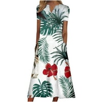 Yuwull Ženska ljetna maxi haljina Ležerne prilike sa slobodnim rukavima s džepovima prugasta cvjetna