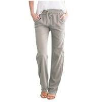 CIKEOBV radne pantalone za žene čvrste ravno hlače struk i duge žene Ležerne prilike povremene elastične