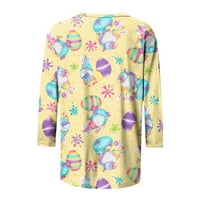 Košulje za uskršnju rukava Žene Uskršnje zeko jaja Grafički pulover Tees Modni posadni sastojci