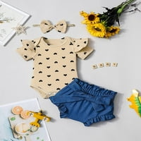 Odjeća za djecu, odjeća za bebe za djevojčice kratki rukav na vrhu Ljetne ruffle kratke hlače Podesite