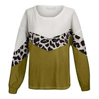 Crni džemperi za žene Jesen odjeću za žene Moda O-izrez Loopard Leopard Print dugih rukava pletenje vrhovi pulover džemperi za žene četvrtine zip pad džempera