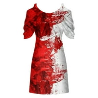 Dan nezavisnosti Ženska ljetna kratka haljina High Squik Off-ramena s kratkim rukavima, crvena, xxxl