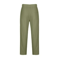 GUZOM MENS CHINOS Hlače - pantalone Čvrsta vučnica prozračne pamučne posteljine labave pantalone zelene