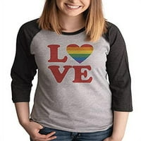 Ženska ljubavna srca Pride Rainbow Siva majica
