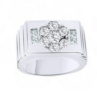 Bijeli kubični zirkonijski vjenčani prsten za muškarce u 14k bijelo zlato preko srebra sterlinga
