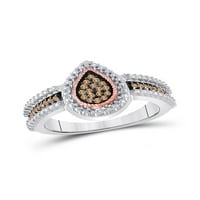 Zlatna zvezda Sterling srebrna ženska okrugla smeđa dijamantski suzavska prstena CTTW