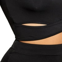 Ženski sportovi Tees Okrugli izrez Solid Color Criss Cross Black XL