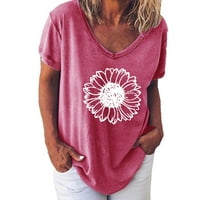 Inveife Ljetne majice kratki rukav ženske modne ležerne tiskarske košulje s kratkim rukavima labav tee