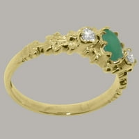 Britanci napravio 18k žuto zlato Real Prirodni smaragdni i dijamantni ženski prsten izjave - Veličine