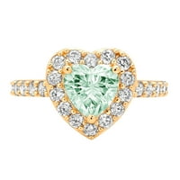 2.03ct srce rez zeleni simulirani dijamant 14k žuto zlato ugraviranje izjava bridalna godišnjica angažman