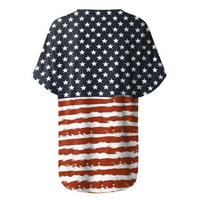 Drindf američka košulja za zastavu Žene V-izrez Casual Short rukava Američka zastava Odštampani vrhovi