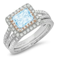 3.05ct smaragdni rez prirodni švicarski plavi topaz 18k bijela ruža zlato graviranje halo obljetnice za vjenčanje Angažman prsten za prsten veličine 8,75
