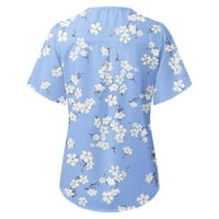Ljetne majice kratkih rukava za žene V-izrez kratkih rukava TOP bluza Ležerne prilike plavi s