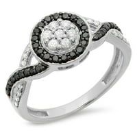 Dazzlingock kolekcija 0. Carat 10k okrugli bijeli i crni dijamantski ženski prsten za angažman, bijelo