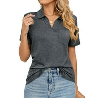 Ležerne majica s dugim rukavima za žene Trendi kratki rukav casual Popularni modni tee vrhovi džepni