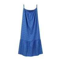 FOPP Prodavač Ženska modna casual Solid Boja okrugla vrata Polka Dot Print Sling haljina plava m