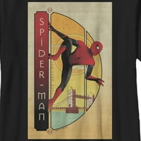Dječakov marvel Spider-Man daleko od kuće Vintage Poster Graphic Tee Crna mala