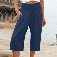Zkozptok ženske hlače plus veličine pamučne posteljine visoki struk Comfy vučne pantalone za pravne