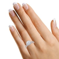CT Center Round Cut laboratorija kreirao je Moissanite Diamond Solitaire Halo Split Shank Angažman prsten za žene u 14K ružičastog zlata preko sterlinga srebra -4.5
