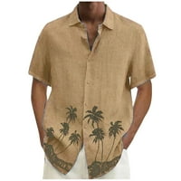Muška ležerna ljestvica za odmor Haw Modna majica Havajska majica kratkih rukava, svijetlo smeđa, xxl