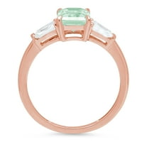 2.0ct Emerald Cut zeleni simulirani dijamant 18k ružičasti ružičasti zlato graviranje godišnjica Angažovanost vjenčanja Trobotna prstena veličine 10,25