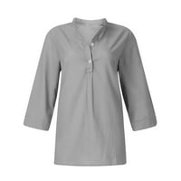 Ženske vrhove Henley Women Bluse Ležerne prilike tiskane ljetne majice s dugim rukavima Tuničke košulje