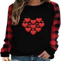 Voguele Dame majica za majicu za srce T majica dugih rukava Valentinovo pulover casual tee stil-g xl