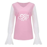 Ženski modni pad bane bluza za žensko pulover za srce CHARPIC čipka u boji Blok majica V-izrez Dressy