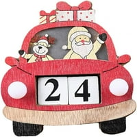 Božićna dekoracija, Calendar odbrojavanja božićnih drvenih malog automobila Xmas ukrasi sa svjetlom