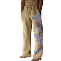 CLLIOS muške ljetne pakete i posteljine široke pantalone za nogu tiskane nacrtajuće sportske hlače casual pantalone