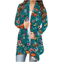 Ženski cvjetni print kardigan s dugim rukavima labav jakna Termalni otvoreni prednji kaput dame u trendne