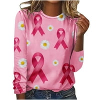 Aboser majice za dojke Žene ružičaste grafičke grafike Smiješni dugi rukavi Plus veličina bluza koja