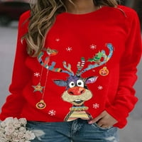 LICUPIEE WOGE ružna božićna dukserica s dugim rukavima Crewneck pulover vrhove Vintage Funny grafička