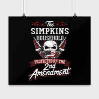 Prezime Simpkins Poster - Domaćinstvo zaštićeno 2. drugom Amandmanom - Personalizirani ljubitelji pištolja