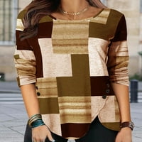 Ženska zimska casual geometrijska boja blokirajući pulover okrugli vrat dugih rukava