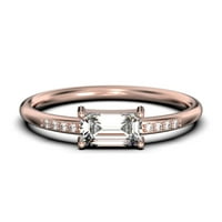 Divan minimalistički rub smaragdni rez dijamantski moissan zaručni prsten, vjenčani prsten u 10K čvrstih