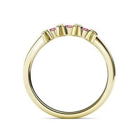 Rhodolite Garnet Xoxo zagrljaji i poljupci tri kameni prsten 0. CT TW u 14K žutom zlatu .Size 5.5