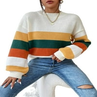 Ležerne prilike u boji okruglih rukava s višebojnih pulovera dugih ženskih džempera