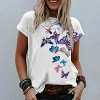 Žene vrhovi klirence modna žena kauzal runka vrata za ispis bluza kratkih rukava majica ljetnih vrhova