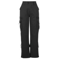 Mchoice Cargo Hlače Žene Solid Color Hippie Punk pantalone Srednja odjeća Jogger Džepovi labavi kombinezoni duge hlače