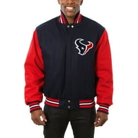 Muški JH dizajn mornarički crveni houston Texans velika i visoka vuna puna jakna