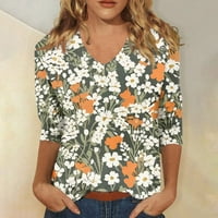 Narančaste majice bijele majice za žene Ležerne prilike seksi ispisane ljetne bluze za žene koje će