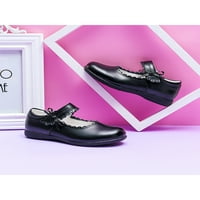 Ymiytan Djeca ravna cipela Udobne cipele Slip na princezi Cipele School Loafers Prozračna čarobna traka Mary Jane crna 12c