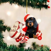 Dyfzdhu božićni ukrasi Božićni psi dvostrani akrilni privjesak Božićni ukrasi